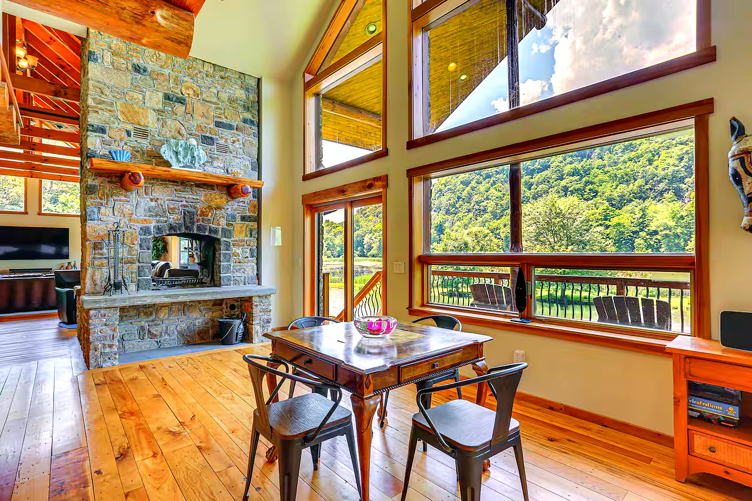 Stone fireplace